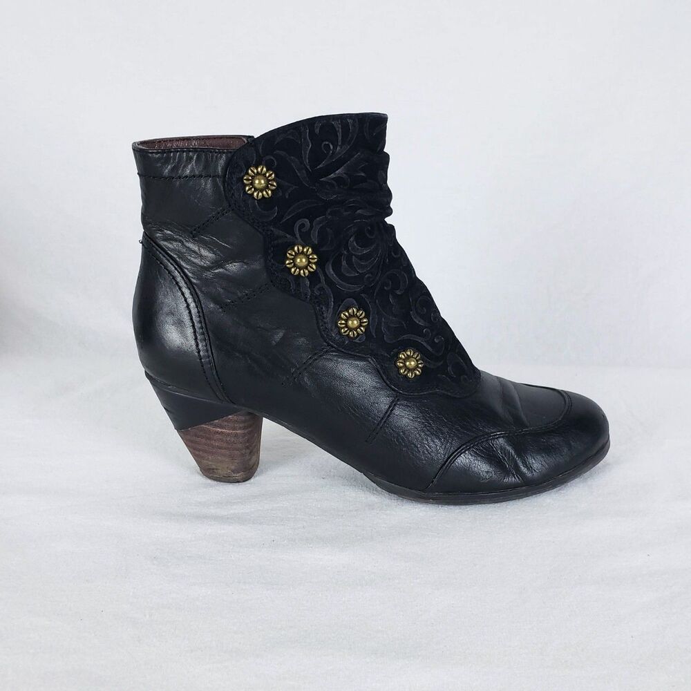 Spring Step L'Artiste Belgard Leather Boots Womens 39 Steampunk Whimsigoth Black